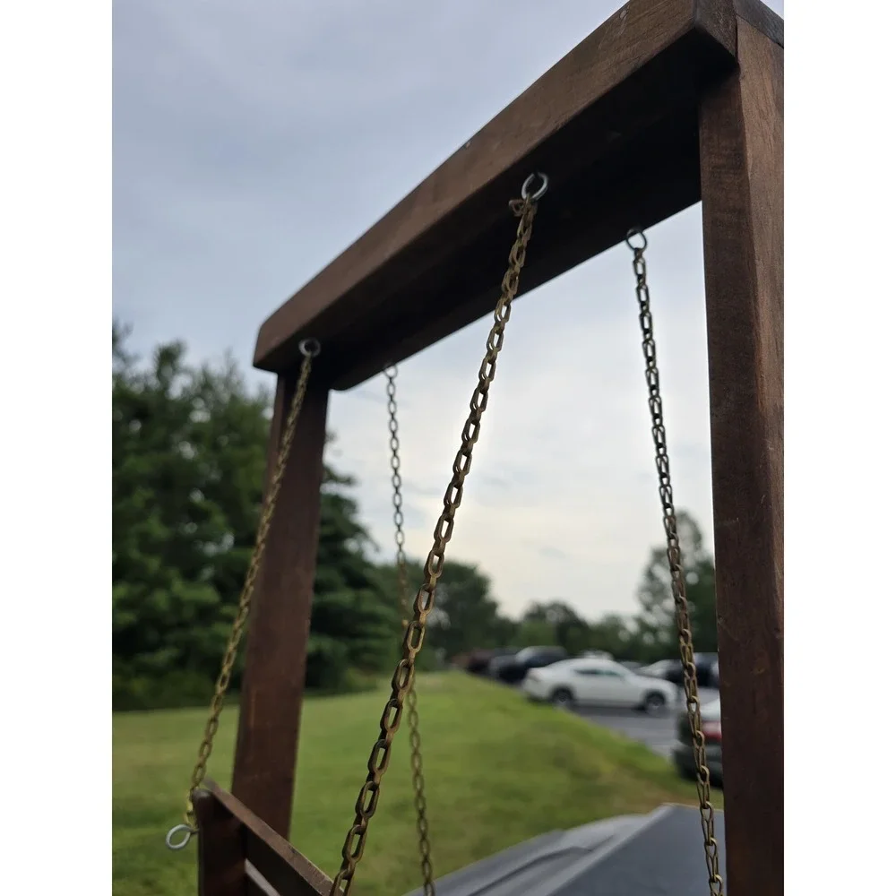 ✨ Handcrafted Vintage Wooden Doll Porch Swing – Miniature Wood Furniture Display